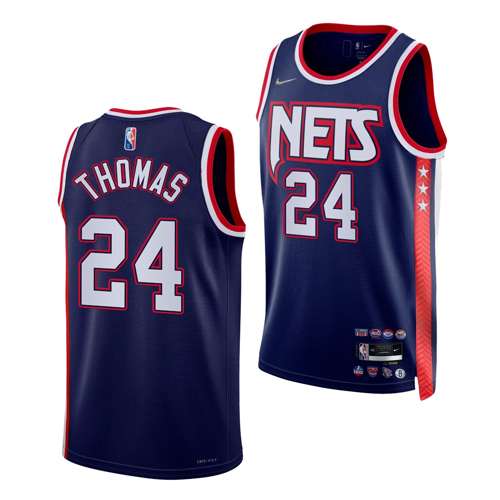 2021 Draft Cameron Thomas #24 Nets 75th Anniversary Blue Jersey LSU Tigers