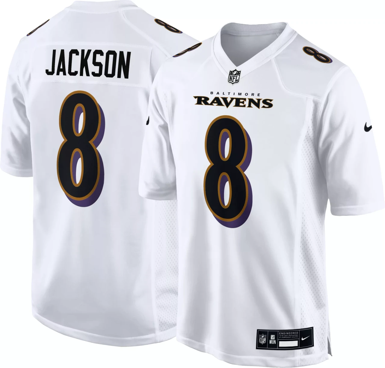Baltimore Ravens Lamar Jackson 8 White Limited Jersey