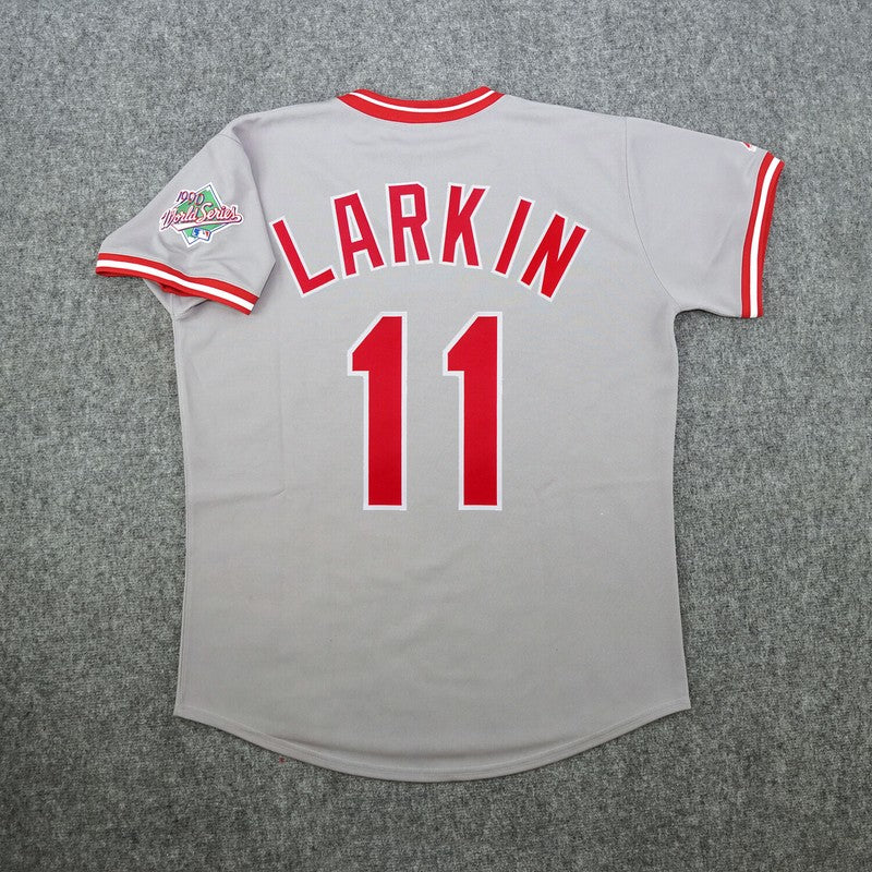 Barry Larkin 1990 Cincinnati Reds World Series Grey Retro Jersey