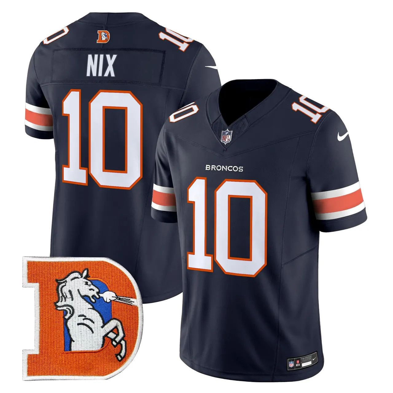 Bo Nix #10 Denver Broncos Throwback Limited Jersey - Navy