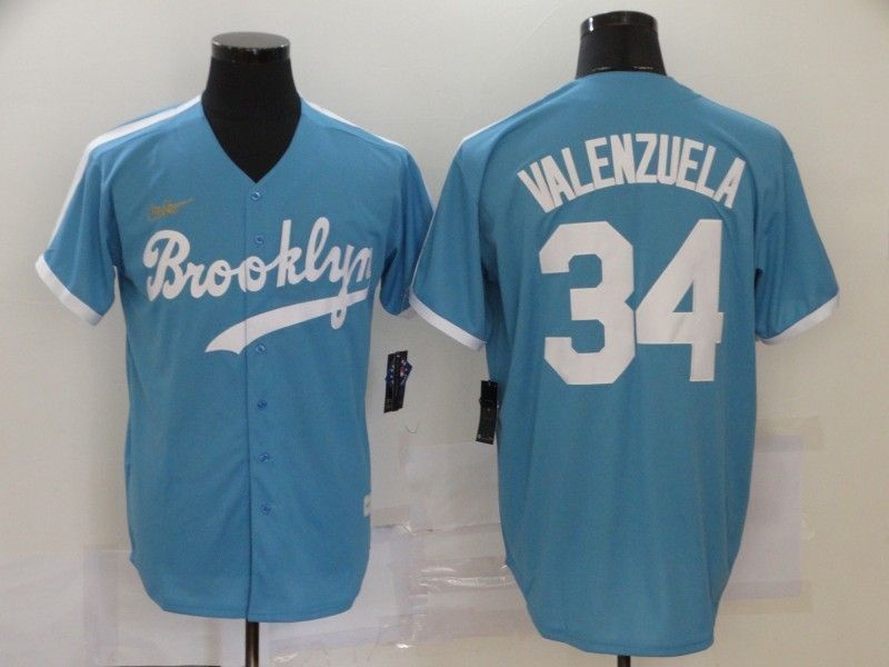 Brooklyn Dodgers Fernando Valenzuela 34 2020 MLB Blue Stadium Jersey - Men / Women / Youth