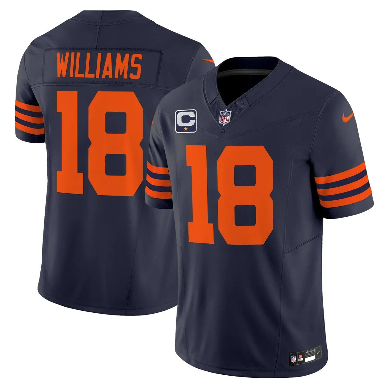 Caleb Williams #18 Chicago Bears Throwback Limited Jersey - Navy