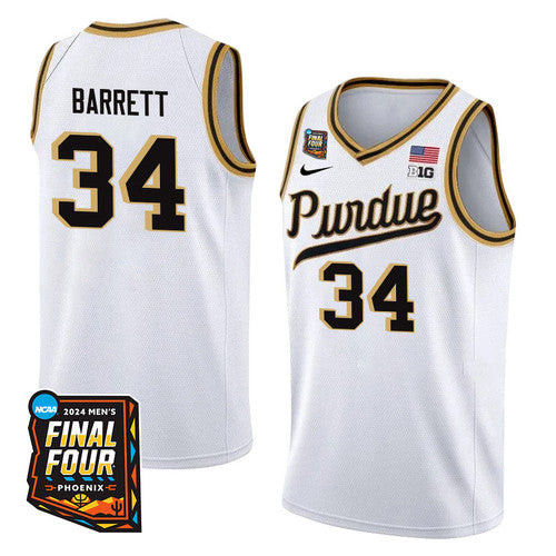 Carson Barrett #34 Purdue Boilermakers 2024 Final Four Patch Limited Basketball Jersey - White