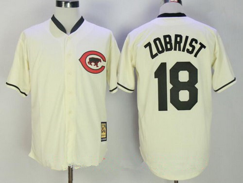 Chicago Cubs 18 Ben Zobrist 2017 Cream Turn Back The Clock Stitched MLB Cooperstown Collection Stadium Jersey - Men / Women / Youth