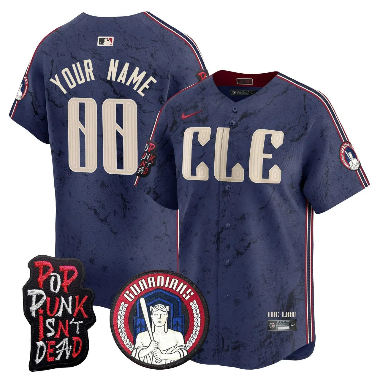 Cleveland Guardians Navy MGK Patch Custom Stadium Jersey