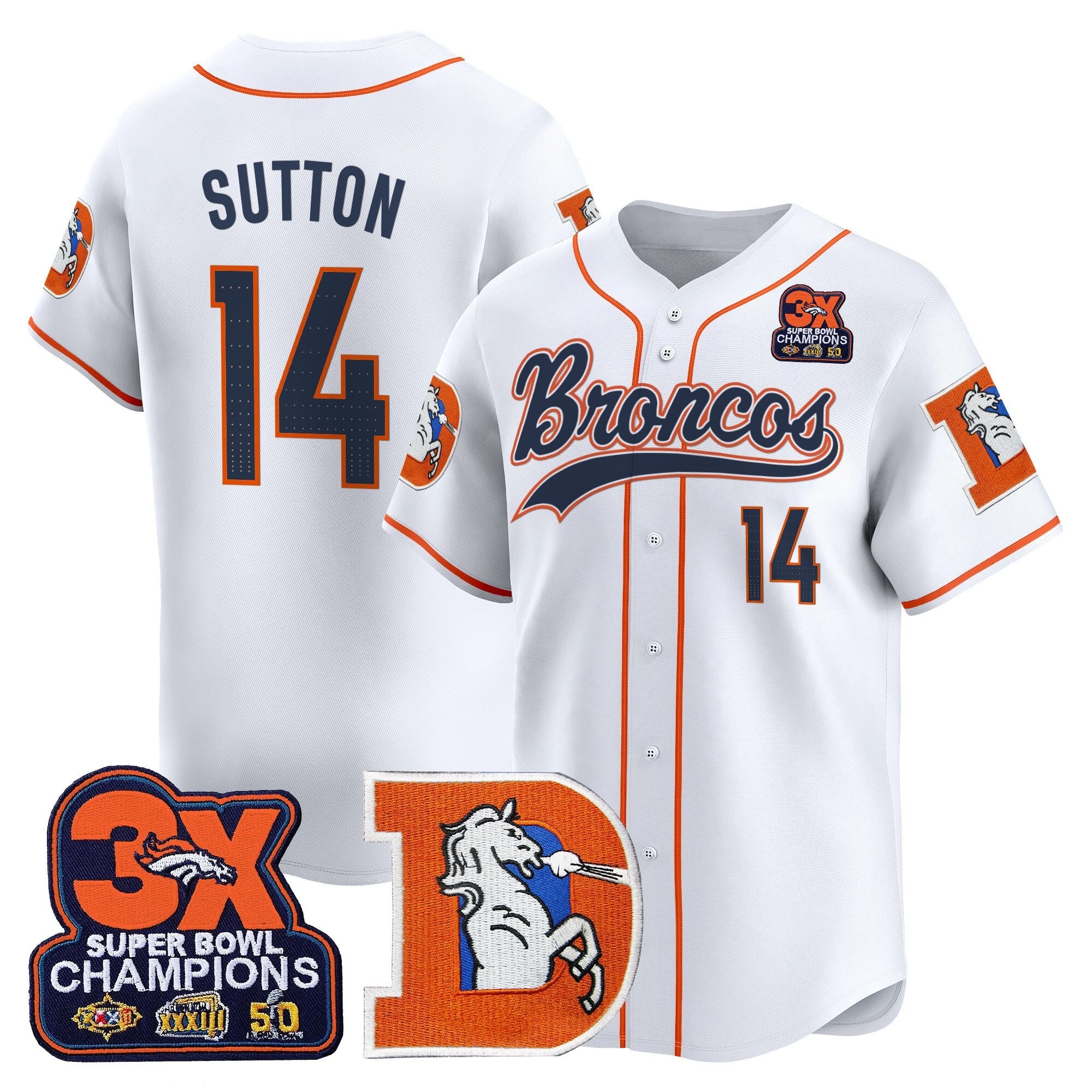 Courtland Sutton Denver Broncos Throwback Baseball Jersey Stitched - White