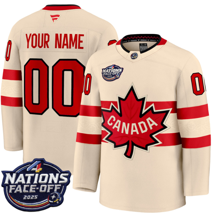 Custom Canada 4 Nations Face-Off 2025 Premium Limited Jersey - Cream