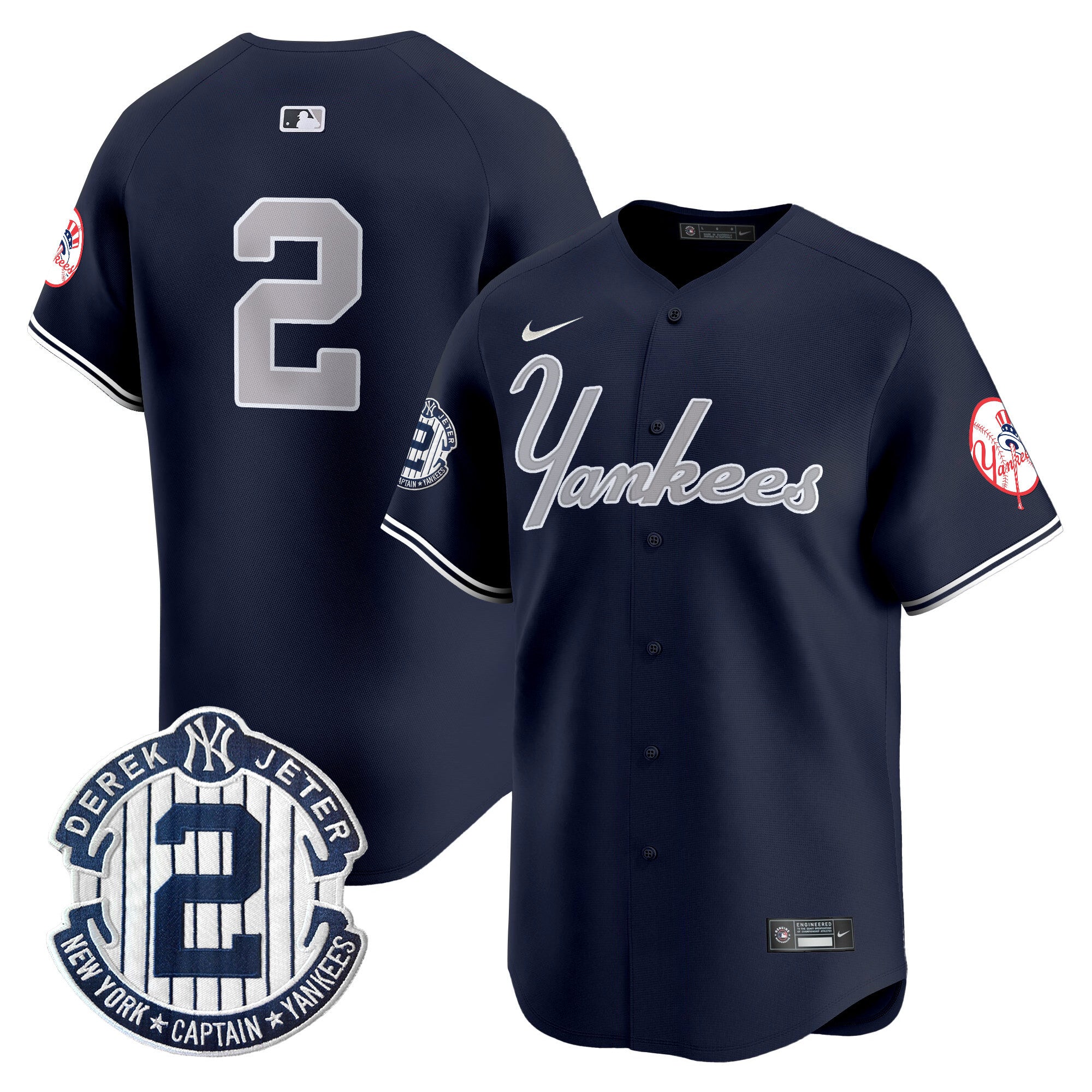 Derek Jeter Yankees Throwback Limited Jersey Stitched - Navy