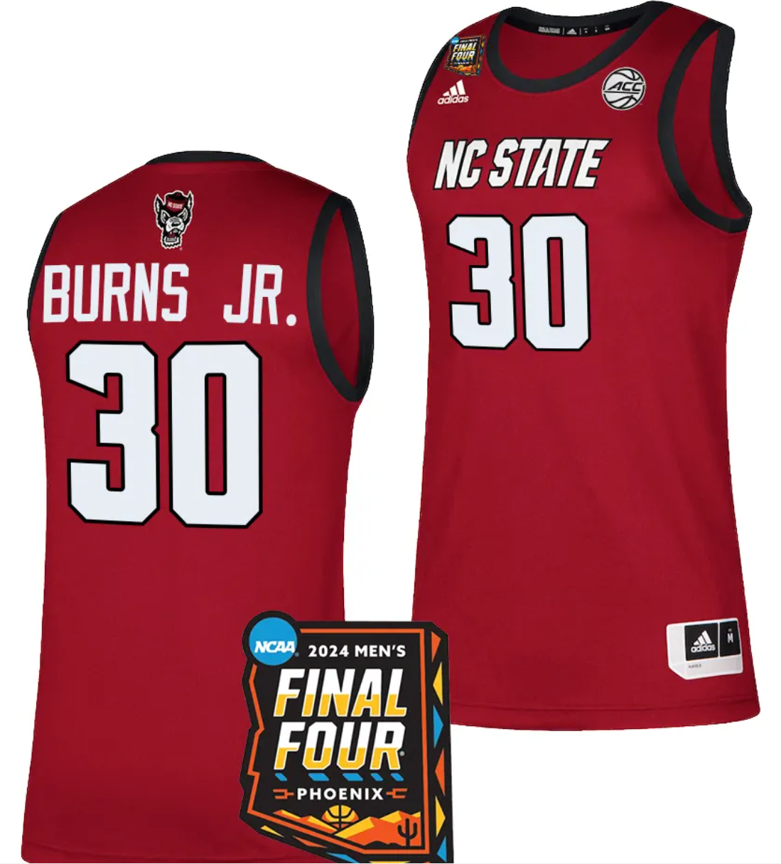 DJ Burns Jr #30 NC State Wolfpack 2024 March Madness Final Four Bask Limited Jersey