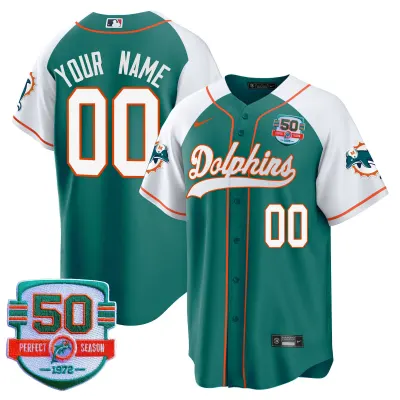Dolphins Throwback Baseball Custom Jersey Stitched
