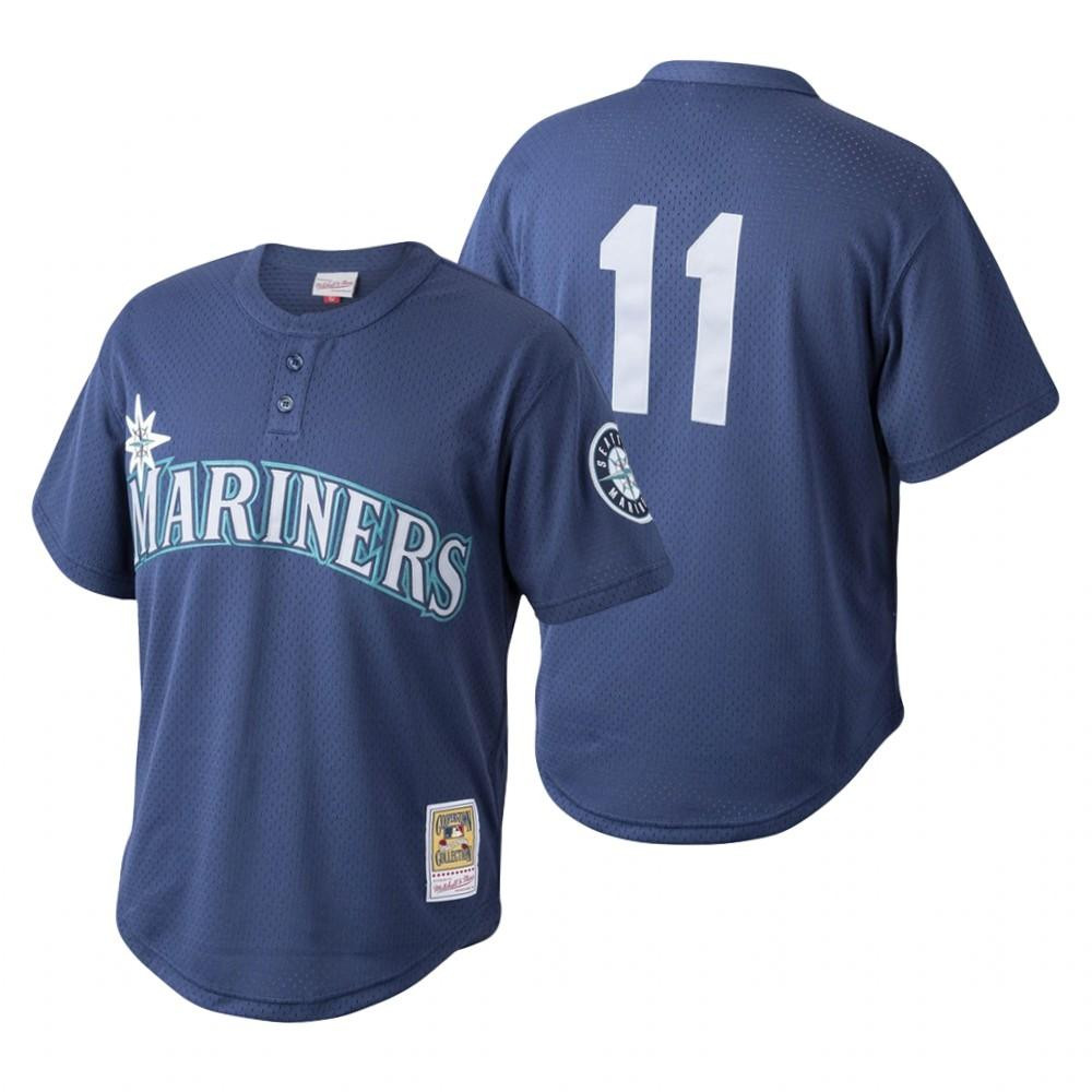Edgar Martinez #11 Seattle Mariners Throwback Mesh Pullover Limited Jersey - Navy
