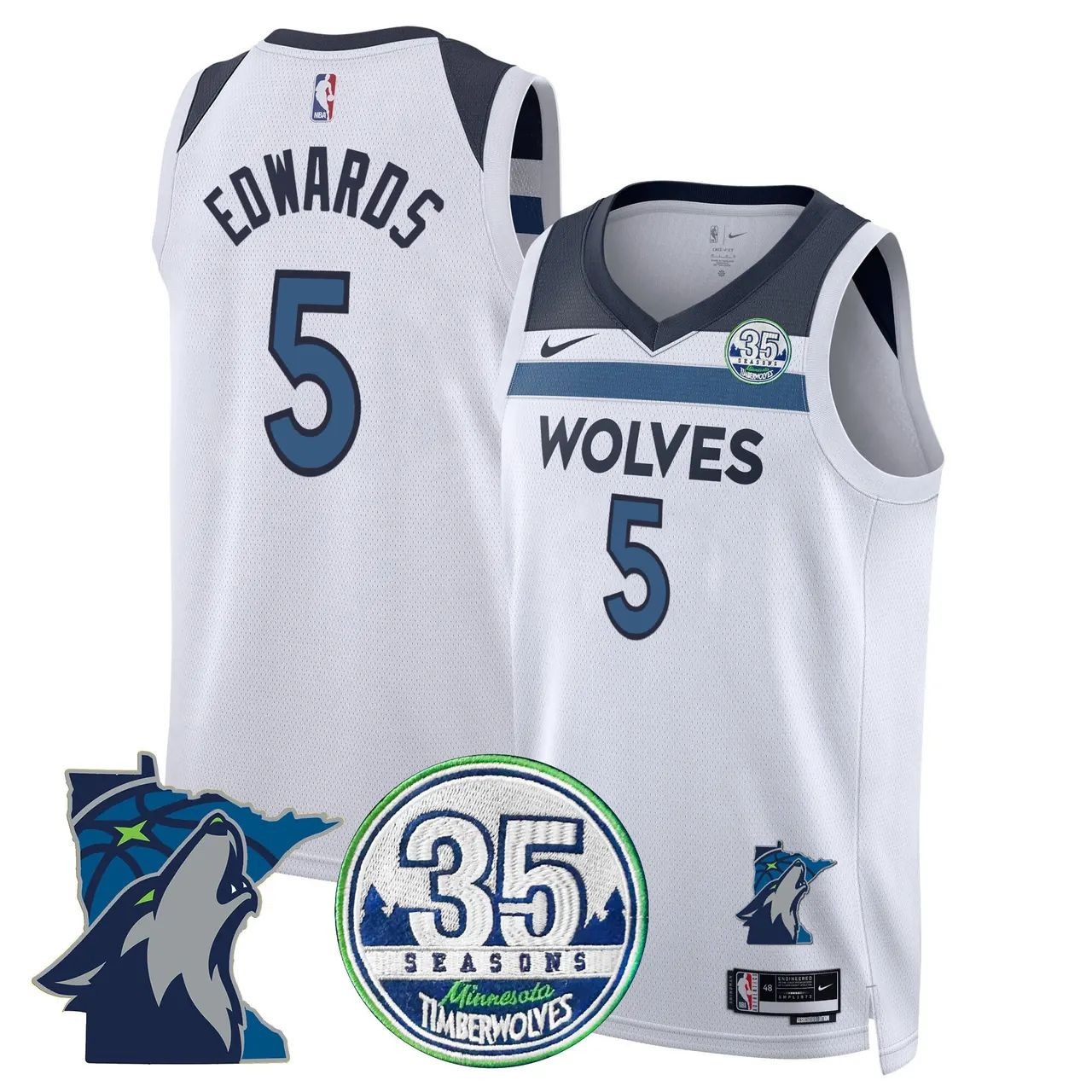 Edwards #5 Minnesota Timberwolves Association Edition Swingman Jersey - White