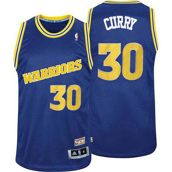 Golden State Warriors #30 Stephen Curry Retro Blue Jersey