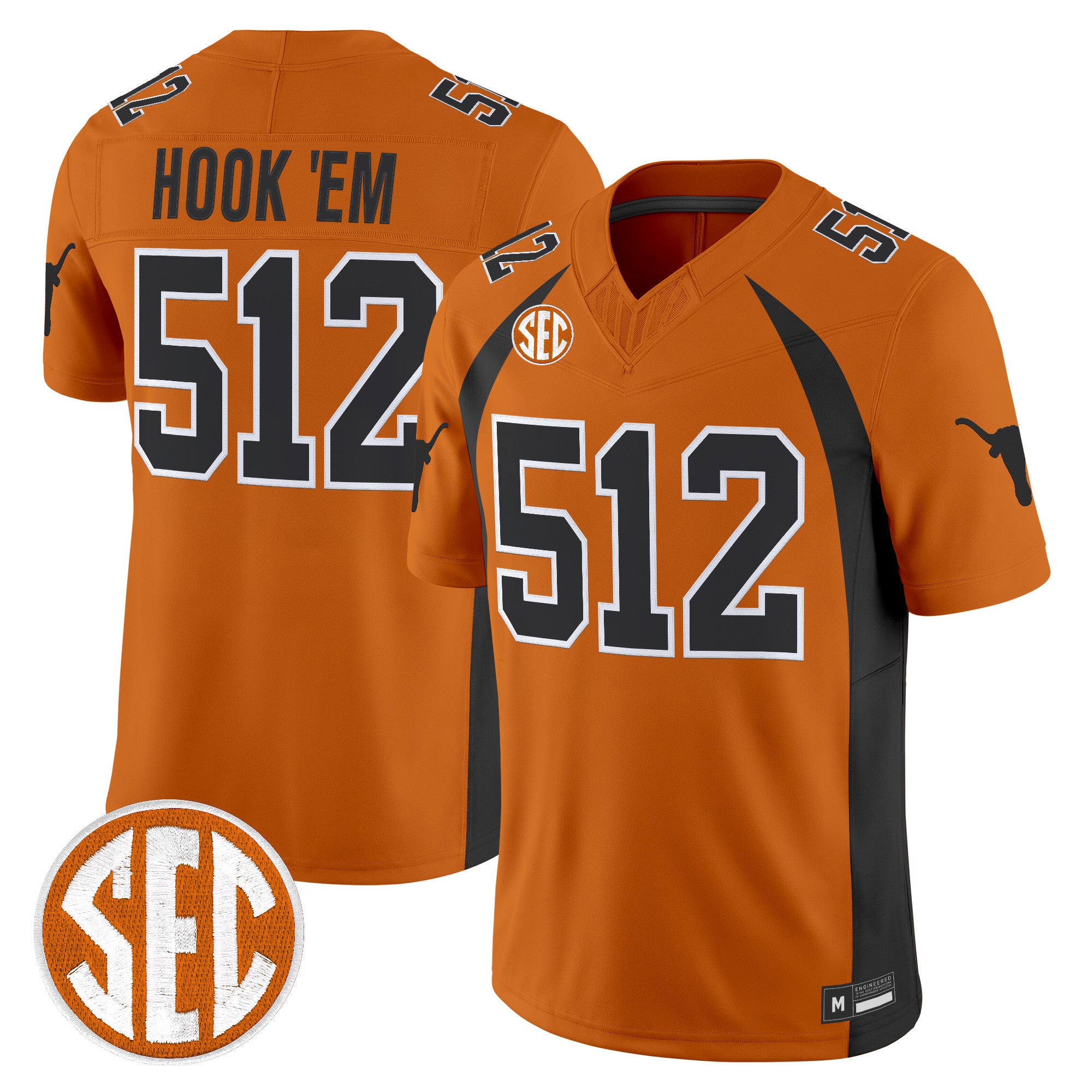Hook 'Em 512 Texas Longhorns 1990 Throwback Jersey Stitched