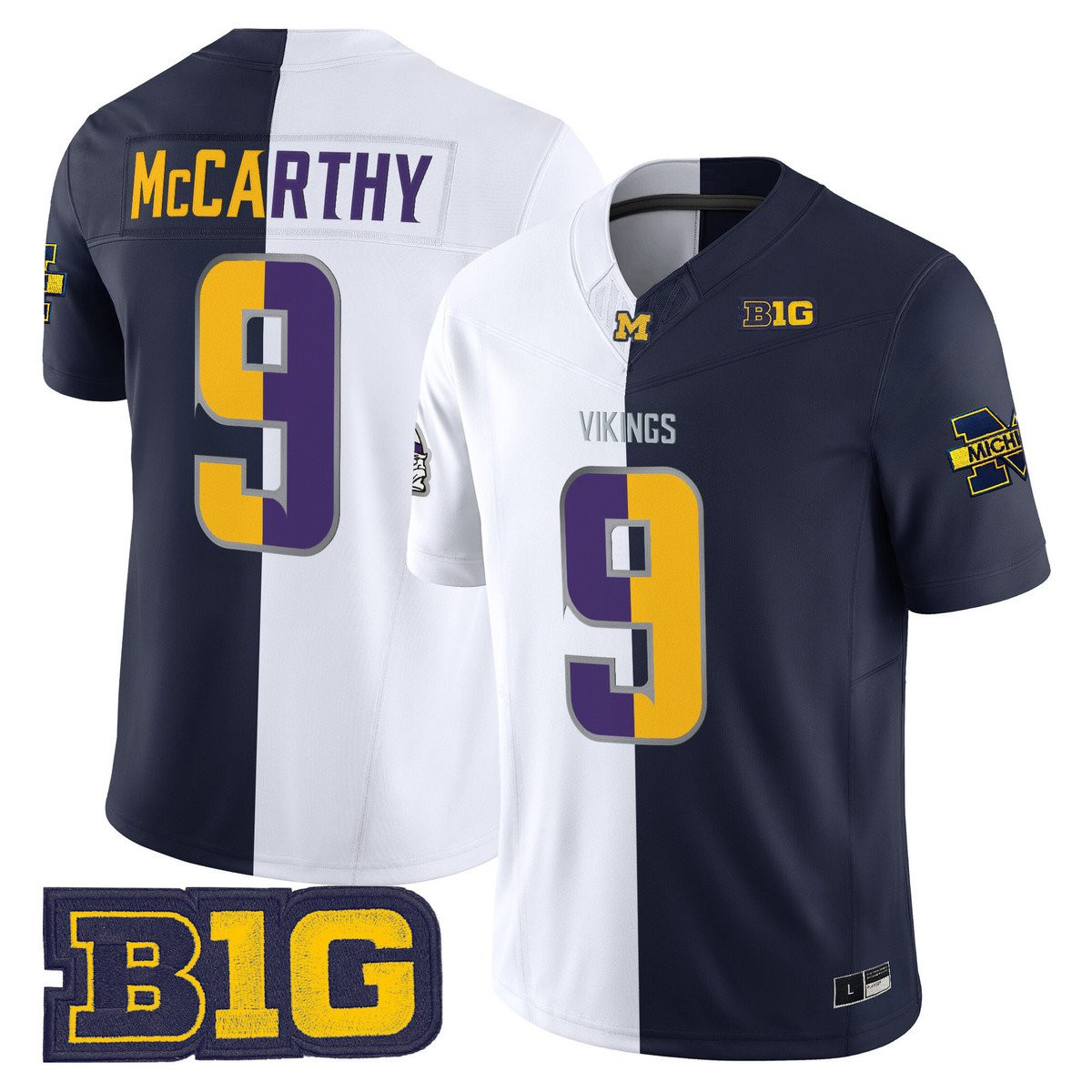 J.J. McCarthy #9 Split Winter Vapor Limited Jersey - Navy