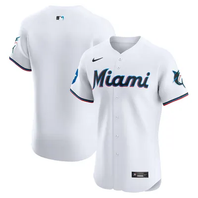 Miami Marlins Home Elite Patch Jersey - White