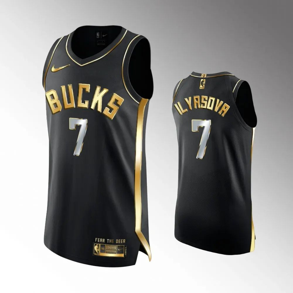 Milwaukee Bucks Ersan Ilyasova Black Gold Trim Champions Swingman Jersey