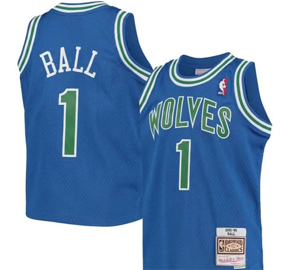 Minnesota Timberwolves #1 LaMelo Ball 2026 Blue Throwback Stitched Jersey