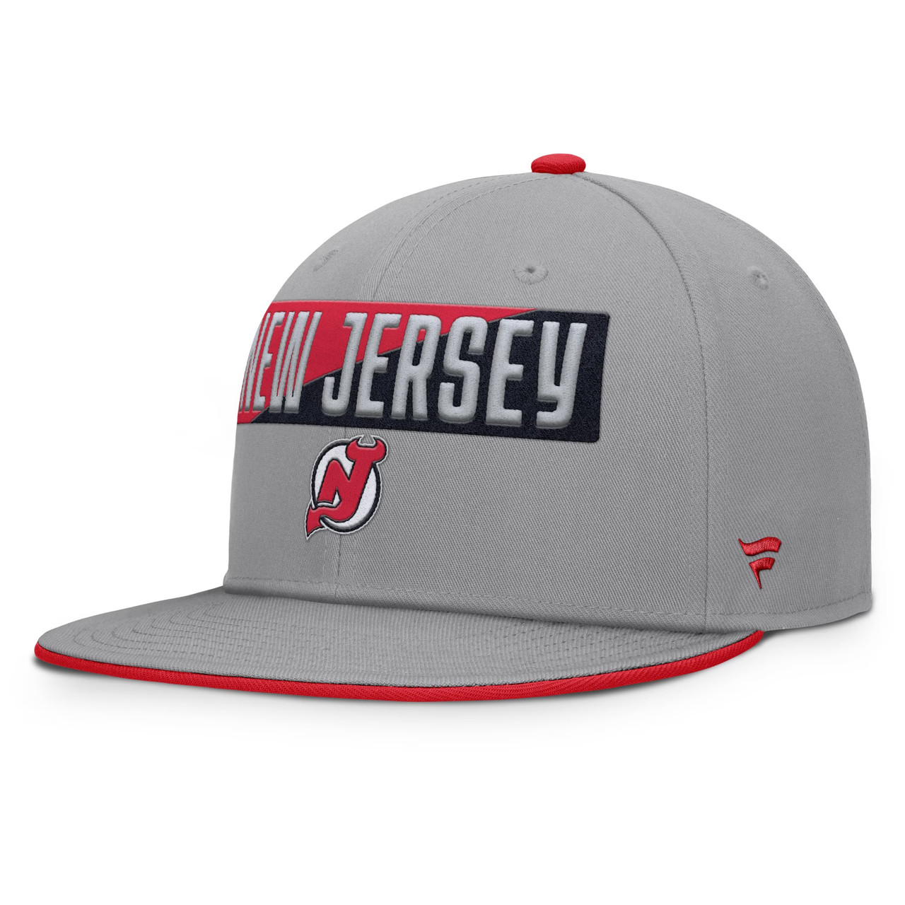 New Jersey Devils Fundamentals Duo Split Logo Snapback Hat Premier Breakaway Jersey - Gray