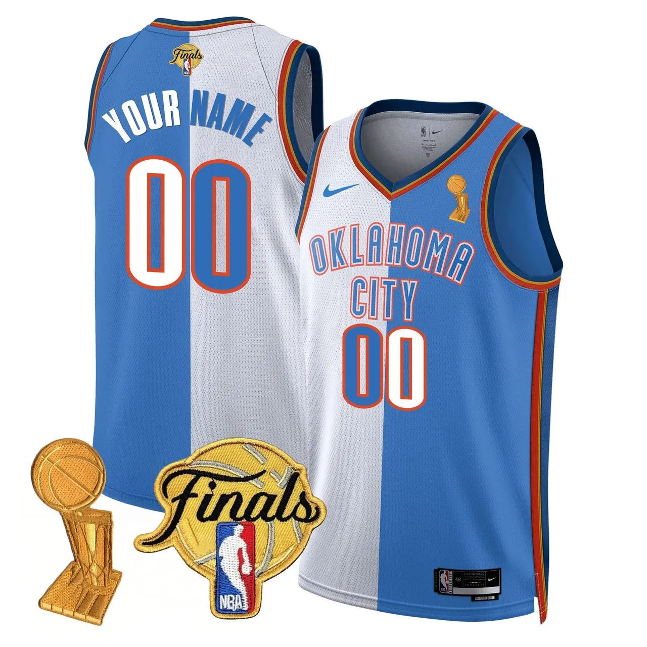 Oklahoma City Thunder Light Blue NBA Finals Patch Custom Swingman Jersey