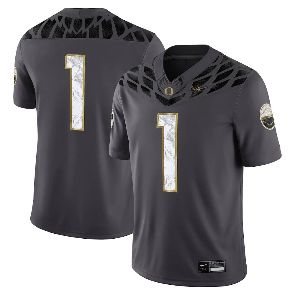Oregon Ducks #1 Shoe Duck Limited Jersey - Anthracite
