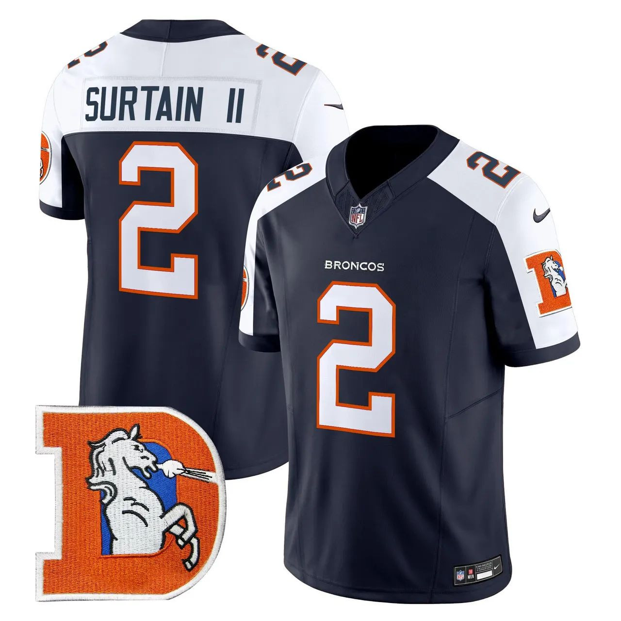 Patrick Surtain II #2 Denver Broncos Throwback Limited Jersey - Navy Alternate