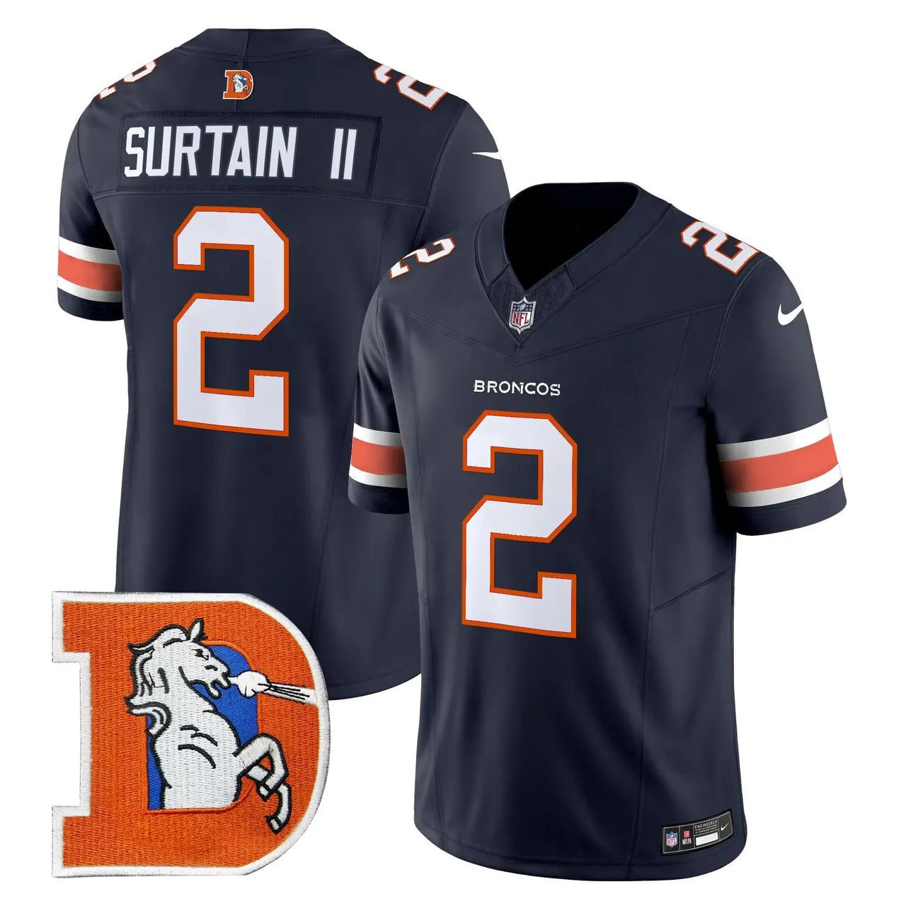 Patrick Surtain II #2 Denver Broncos Throwback Limited Jersey - Navy