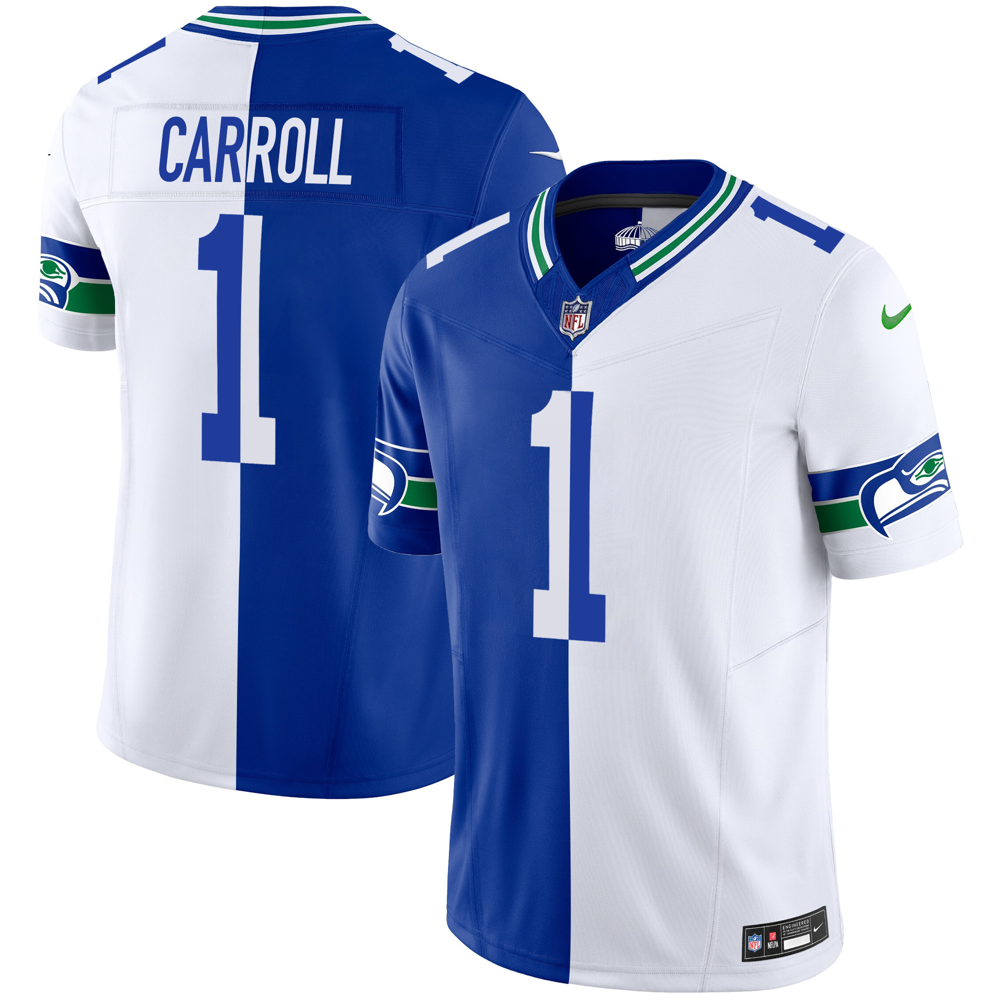 Pete Carroll Men's Seattle Seahawks Throwback Split Jersey