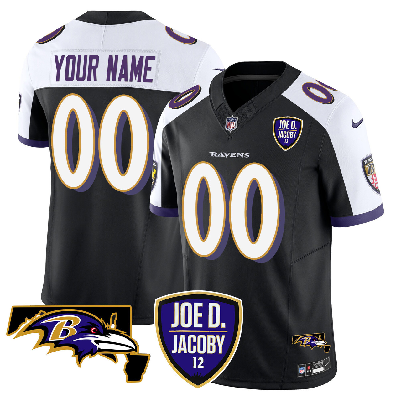 Ravens Joe D and Jacoby Patch Custom Limited Jersey - Edition 2