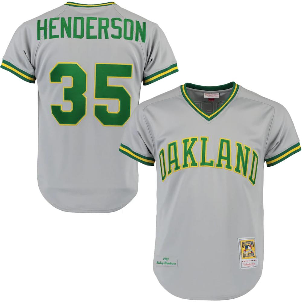 Rickey Henderson Oakland Athletics 1982 Throwback Pullover Limited Jersey - Gray