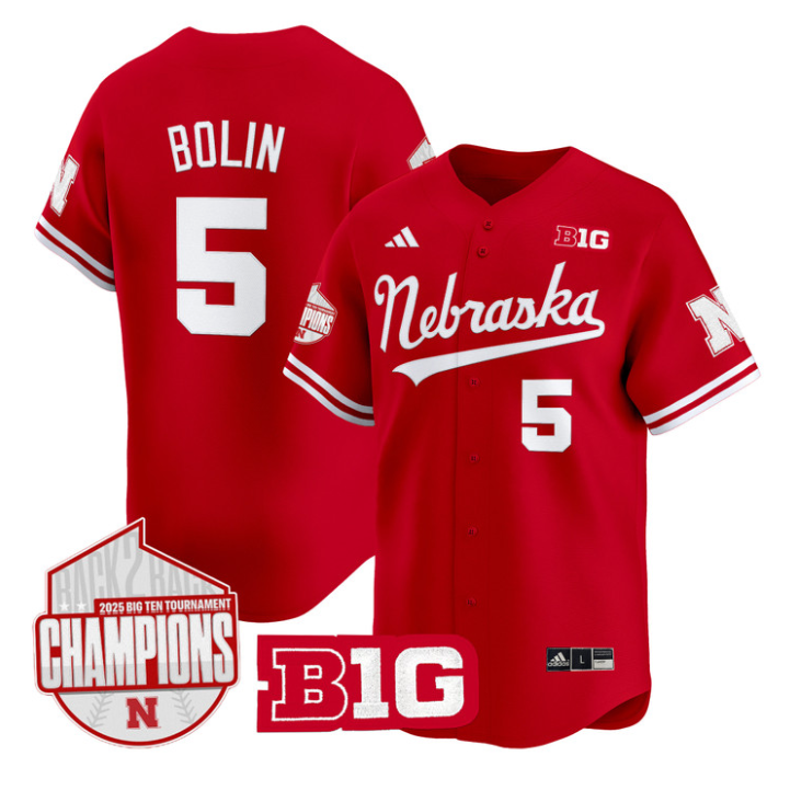 Robby Bolin #5 Nebraska Huskers Back 2 Back Champions Patch Vapor Stitched Limited Jersey
