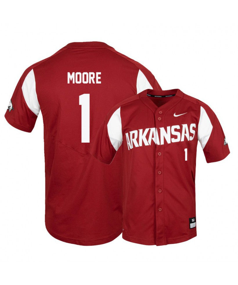 Robert Moore #1 Arkansas Razorbacks Elite Baseball Jersey - Red