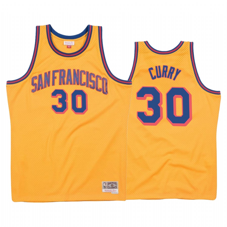 Stephen Curry Golden State Warriors 1962-63 Gold Retro #30 Jersey
