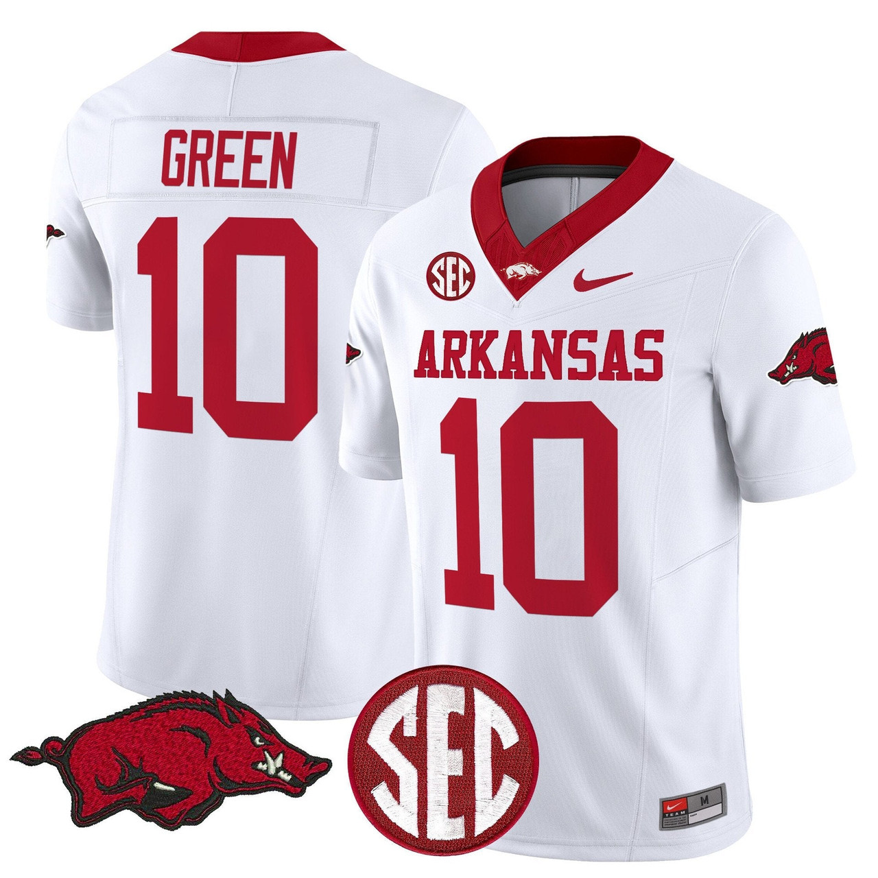 Taylen Green #10 Arkansas Razorbacks Limited Jersey - White