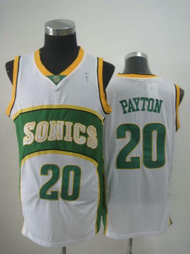 Thunder #20 Gary Payton White SuperSonics Throwback Jersey