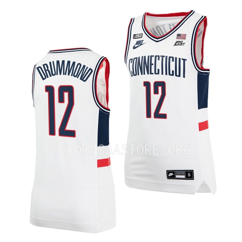 UConn Huskies Andre Drummond White #12 Jersey Alumni