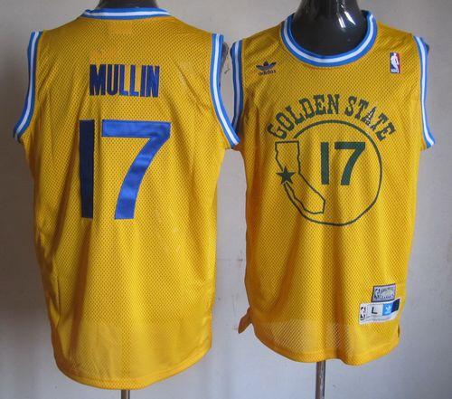 Warriors #17 Chris Mullin Gold Throwback Jersey