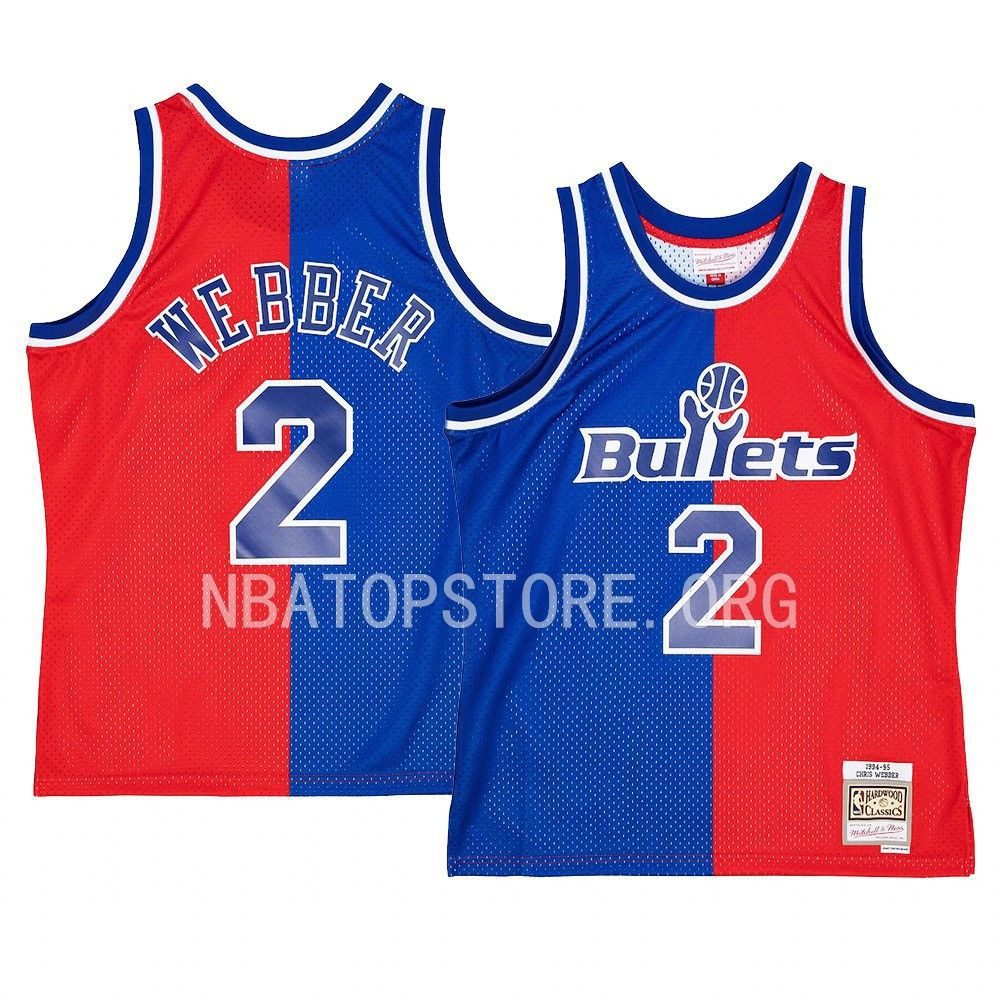 Washington Bullets Chris Webber Retro 1994-95 Split Jersey Blue Red