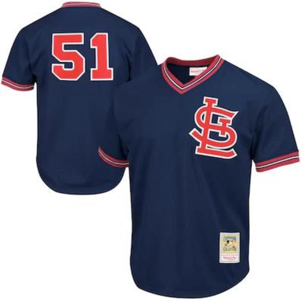 Willie McGee #51 St. Louis Cardinals Throwback Mesh Pullover Limited Jersey - Navy