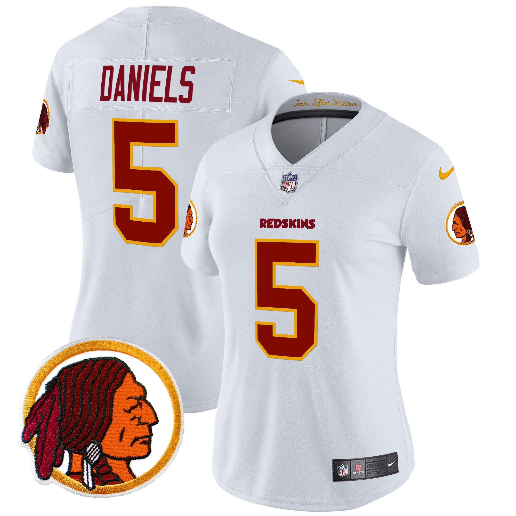 Women's Jayden Daniels Washington Commanders Throwback White Jersey Stitched